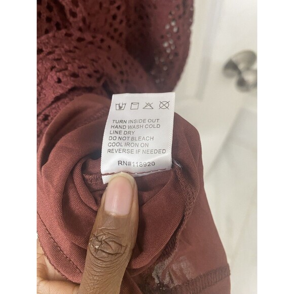 Lucy Paris Women's Size L Mia Crochet Brown Square Neck Midi Dress NEW - Picture 6 of 8